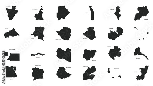 Vector illustration set with simplified maps of Variant Countries