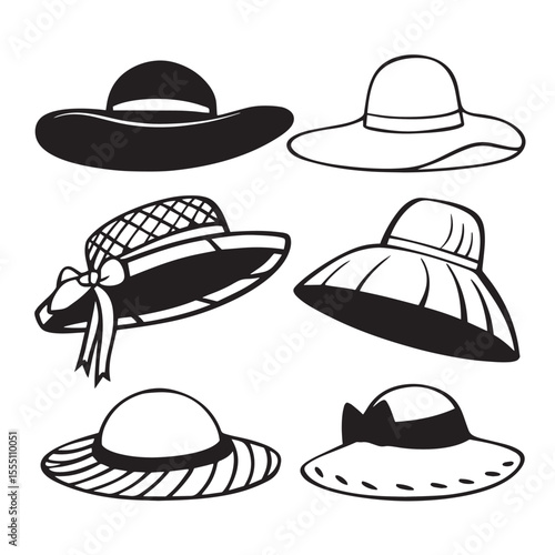 Vector Collection of Sun Hats and Beach Hat Outlines