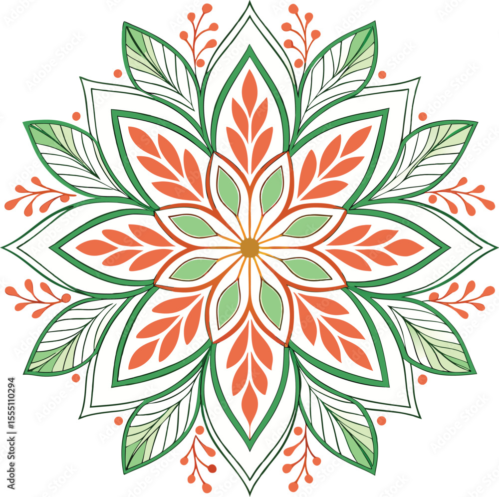 Fototapeta premium flower and leaf pattern mandala design in white background 
