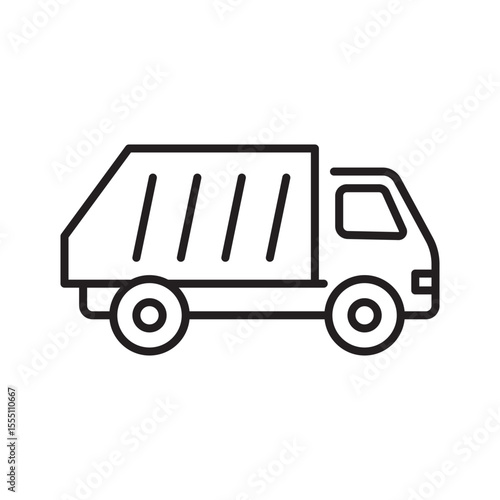Garbage collection truck icon, waste disposal vehicle