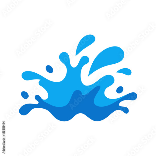 Water Surface Splashing Vector Clip Art on White Background