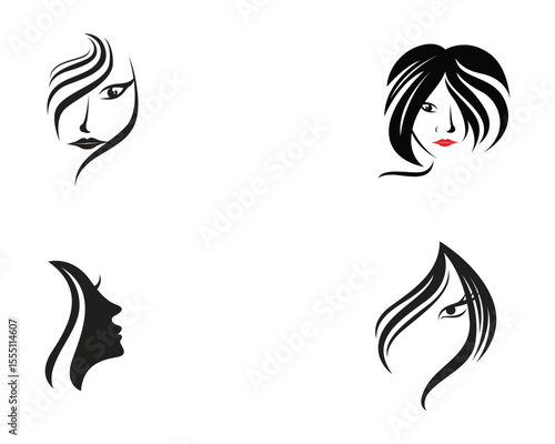 hair woman and face logo and symbols