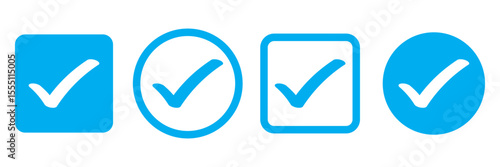 Check box icon with correct, accept checkmark icons tick box checked. Approve symbol. Check mark icon vector design. Blue check mark icon. Blue tick symbol. Vector check icon
