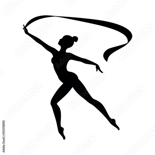 gymnast ribbon dance silhouette motion design