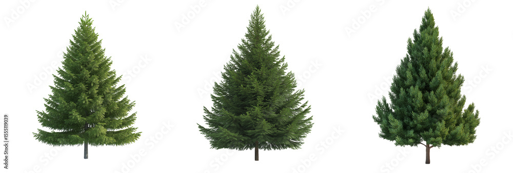 Fototapeta premium Groups of conifer trees isolated on transparent background