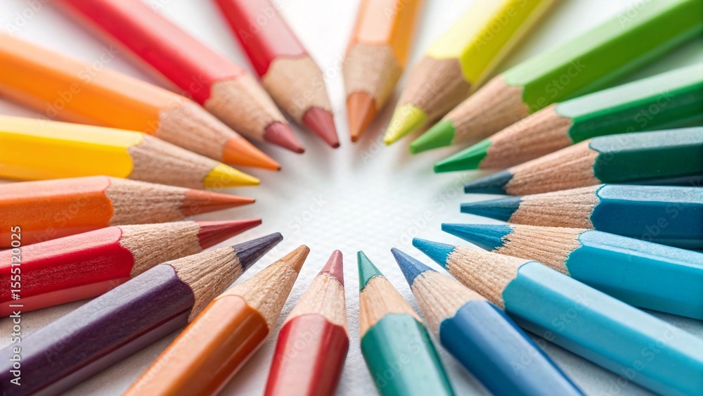 Naklejka premium colored pencils on white background