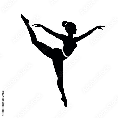 female gymnast pose silhouette vector art