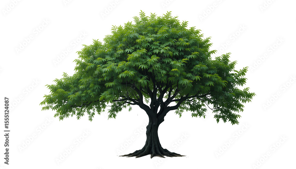 Obraz premium Rain Tree Isolated on Transparent Background – Tropical Green Plant Photo