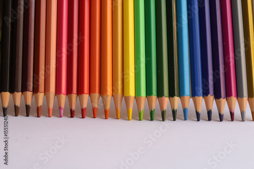 Computer colored pencils by tone, ready for back to school. Wooden pencils for painting and drawing.