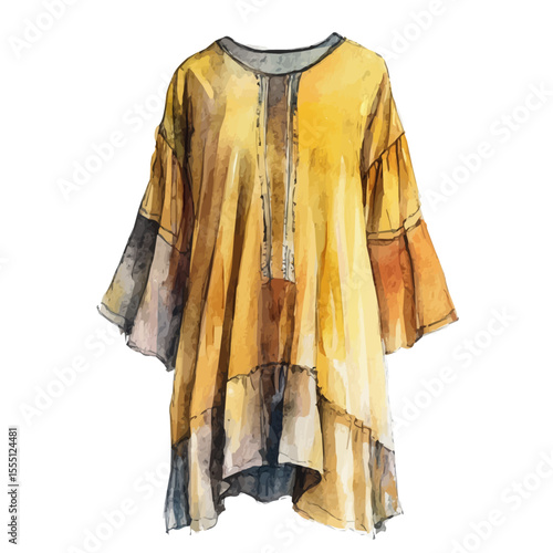 Tunic, watercolor illustration vector, isolated on a white background.