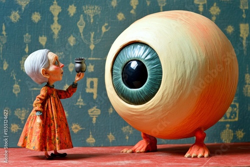 Old person in pain. Elder isolation. Vision loss - challenge in old age: abstract image of human state. Metaphorical vision loss awareness of a maturation. Aging concerns. Aging eyes.