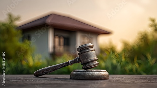 Real estate auction gavel concept for property law and foreclosure process