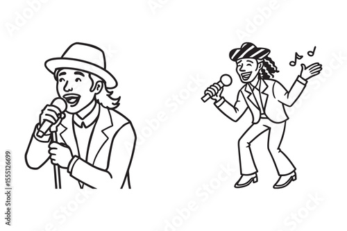 Wallpaper Mural line art of  singer set bundle  on the white background Torontodigital.ca