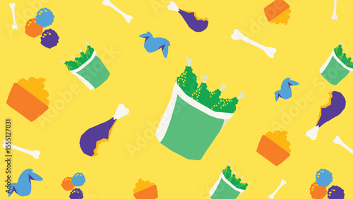 Fried snack icons background