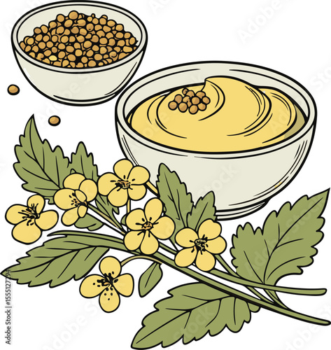 vector illustration of a jar of mustard