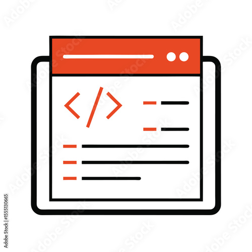outline illustration of website code editor with blank