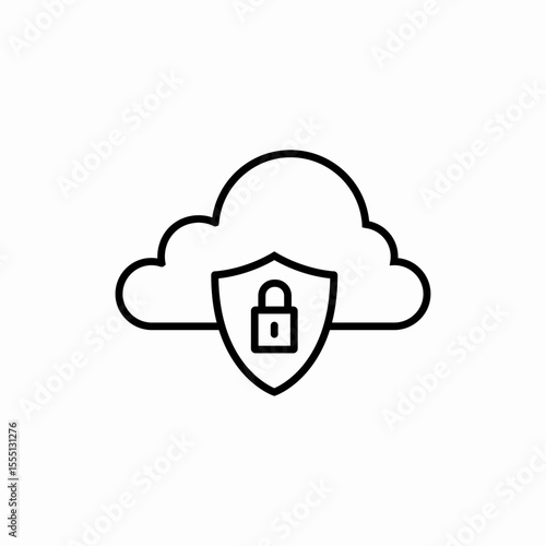 cloud storage security icon vector sign