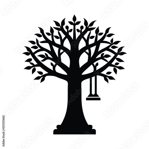 Tree with Swing Silhouette