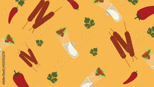 Spicy kebab wrap background