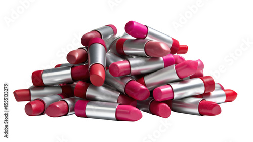 A pile of various shades of lipstick