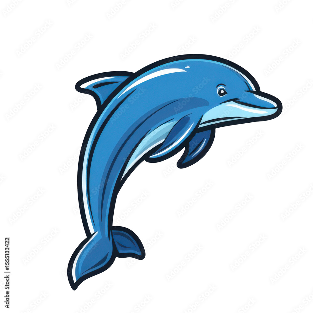 Fototapeta premium Cartoon dolphin leaping