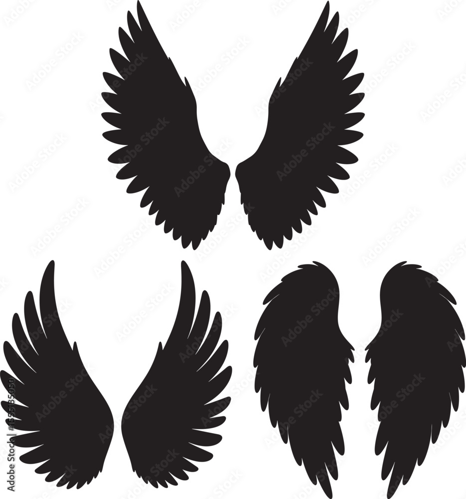 Fototapeta premium Wings icon silhouette vector illustration