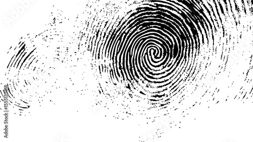  Vector white and black fingerprint texture. Black fingerprint on white transparent background.	