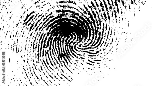  Vector white and black fingerprint texture. Black fingerprint on white transparent background.	