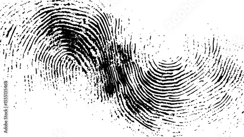  Vector white and black fingerprint texture. Black fingerprint on white transparent background.	