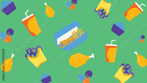 Snack fries and chicken background