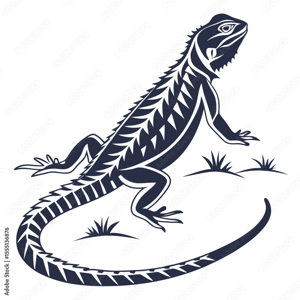 Obraz premium silhouette spiny tailed lizard on white background