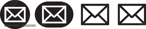 Assorted Email Iconography Series A Visual Compilation of Black and White Mail Symbols for Digital and Print Media Projects