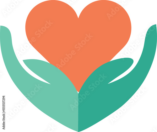 Nurturing Hearts Hands Protecting a Loving Heart Symbol