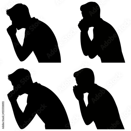 Silhouetted figures coughing or in distress