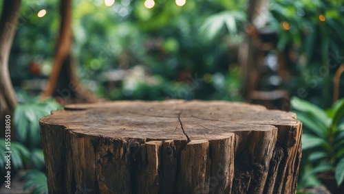 Wallpaper Mural A wooden tree stump in a lush forest setting. Torontodigital.ca