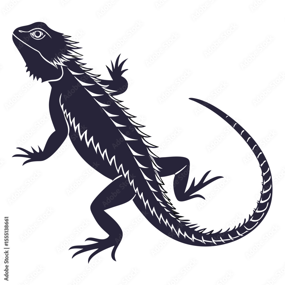 Fototapeta premium silhouette spiny tailed lizard on white background