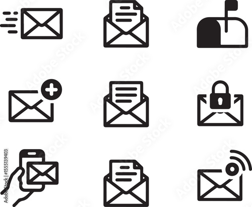 Diverse Email Communication Icons Representing Different Functions and Technologies A Visual Guide for Modern Correspondence Methods