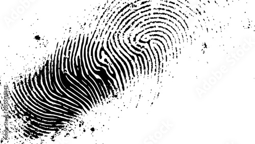  Vector white and black fingerprint texture. Black fingerprint on white transparent background.	
