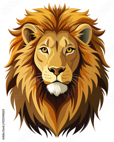 Lion realistic  design modern  , white background ,full  color