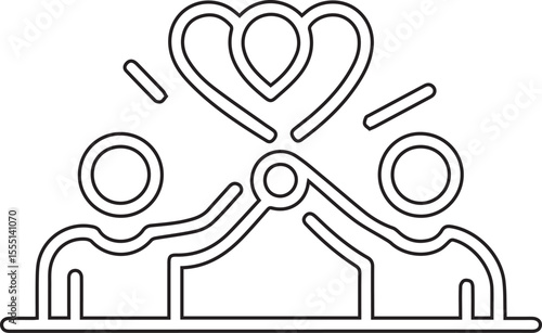 Civic engagement vector icon editable black stroke group of people with speech bubble symbol of community participation on transparent background
