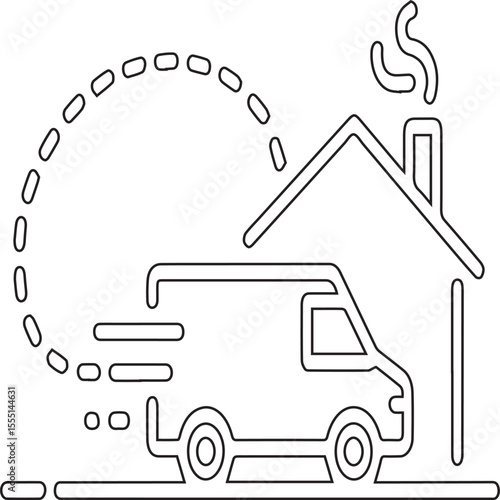Last mile delivery vector icon editable black stroke parcel courier near destination symbol of final delivery stage isolated on transparent background simple modern design