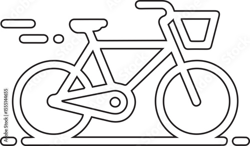 Bike delivery vector icon editable black stroke courier on bicycle with parcel box symbol of fast service on transparent background simple modern design