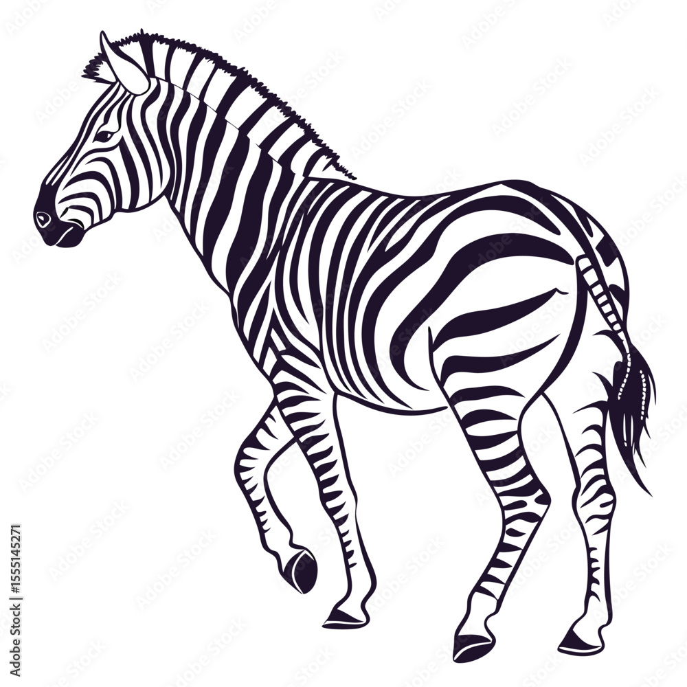 Obraz premium silhouette zebra on white background