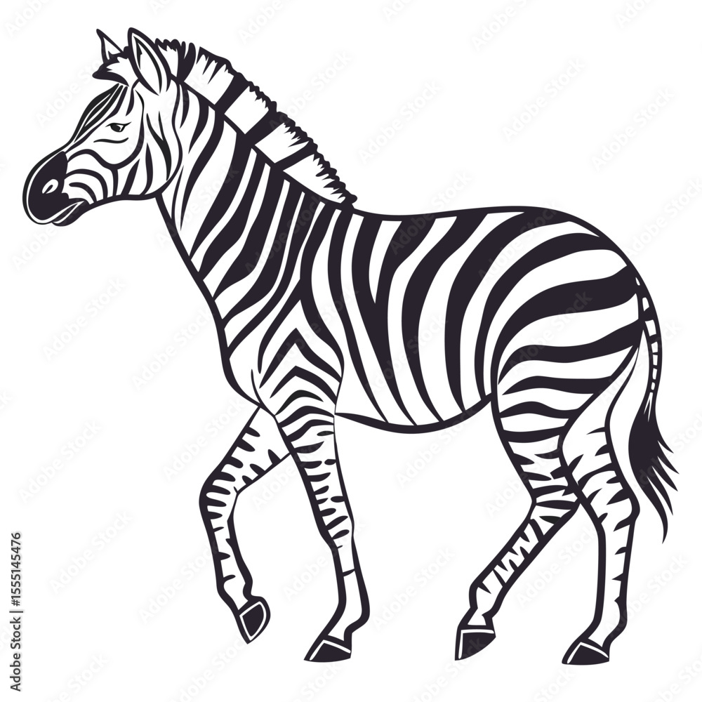 Fototapeta premium silhouette zebra on white background