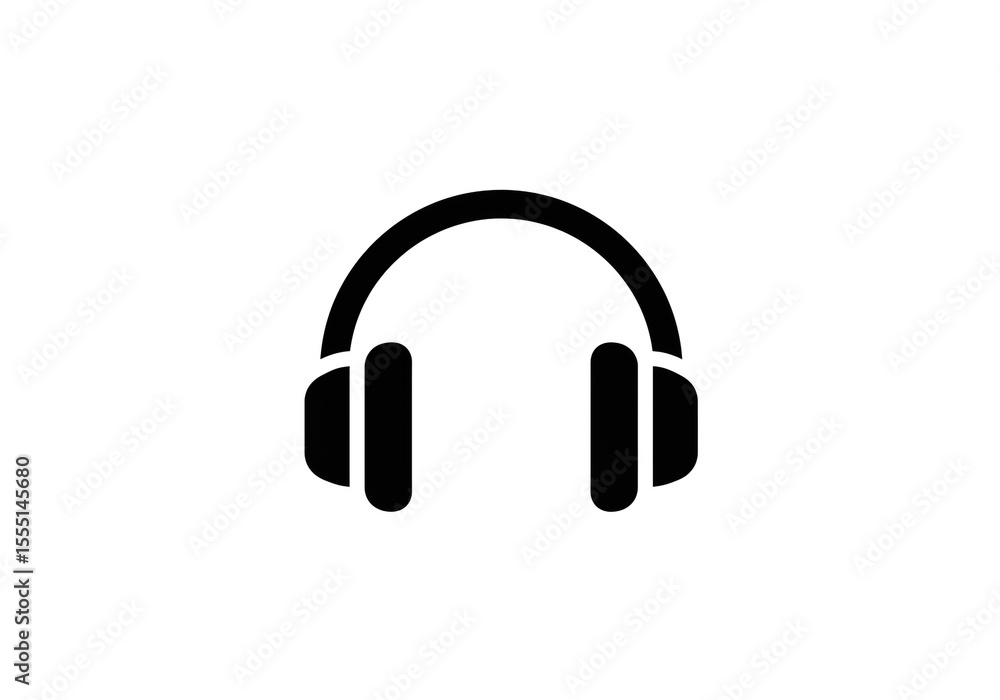 A simple black and white graphic illustration of a pair of over ear headphones on a white background A simple black and white graphic illustration of a pair of over ear headphones on a white background