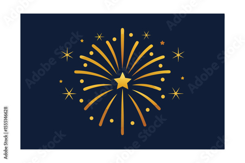 Golden Fireworks Burst Festive Celebration Design Element