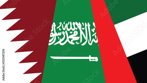 National Design Featuring Saudi Arabia, United Arabe of Emirates and Qatar Identity