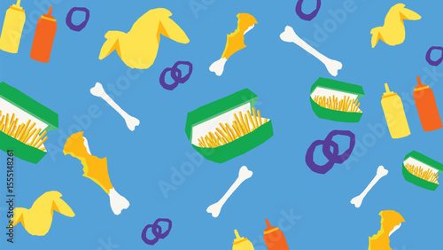 Fried bones and snacks background