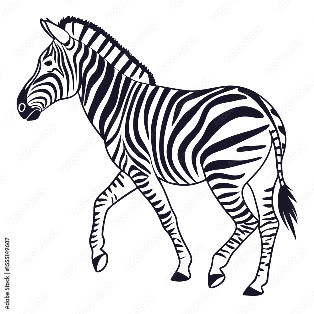 Obraz premium silhouette zebra on white background