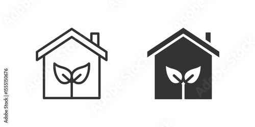Eco house icon set representing environmentally conscious home and lifestyle.